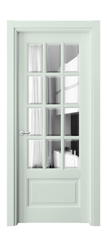 Дверь межкомнатная Тоскана Грильято 6313 Матовый белоснежный Двустороннее зеркало с фацетом, триплекс Гладкий наличник МБЛ Цена 160120 ₽ Наличники уже входят в базовый комплект. Фабрика дверей Волховец 8 (800) 551 43 19 Межкомнатная дверь Тоскана Грильято 6313 Матовый белоснежный Двустороннее зеркало с фацетом, триплекс Цена 160120 ₽ | Volhovec