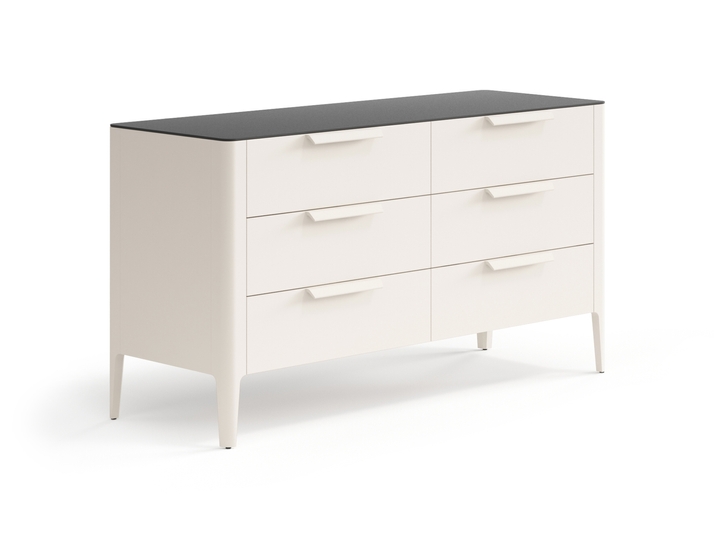 Мебель Комод Пьега 6 ящиков. Цвет Матовый бежево-серый. Материал Гладкая эмаль. Коллекция Комод Пьега 6 ящиков. Картинка.