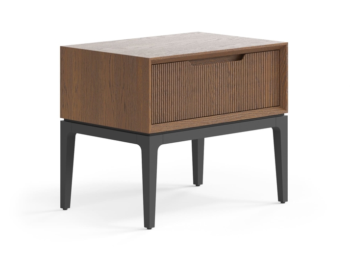 Мебель Тумба прикроватная Вельвет 1 ящик. Цвет Дуб каштановый матовый. Материал Массив дуба матовый. Коллекция Тумба прикроватная Вельвет 1 ящик. Картинка.