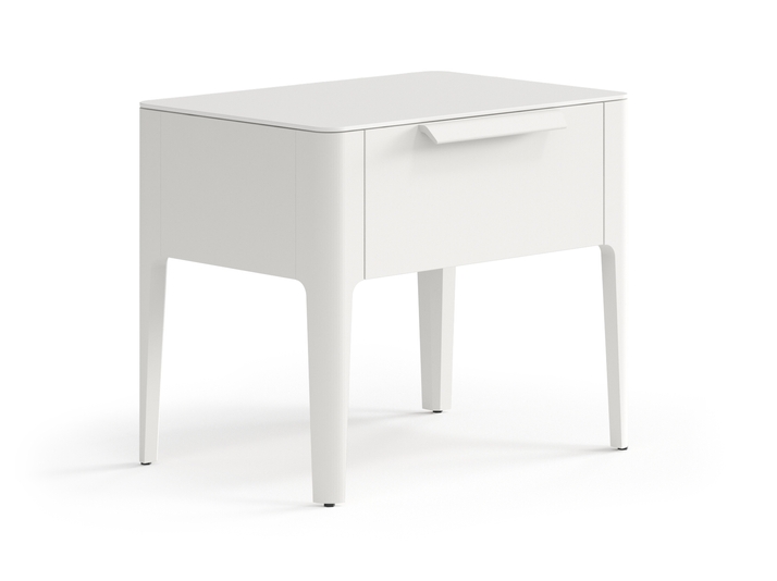 Мебель Тумба прикроватная Пьега 1 ящик. Цвет Матовый тёплый серый. Материал Гладкая эмаль. Коллекция Тумба прикроватная Пьега 1 ящик. Картинка.