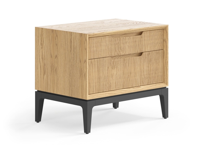 Мебель Тумба прикроватная Вельвет 2 ящика. Цвет Дуб соломенный матовый. Материал Массив дуба матовый. Коллекция Тумба прикроватная Вельвет 2 ящика. Картинка.