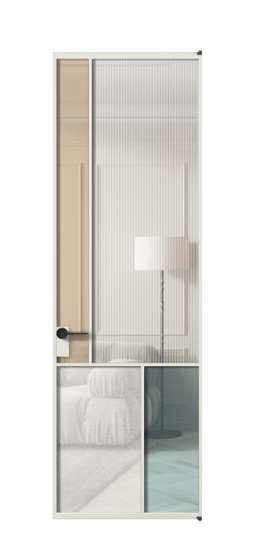 Дверь межкомнатная АЛПЛ041.20 АСР 4 стекла. Цвет Алюминий серый. Материал Алюминий в эмали. Коллекция Мозаик. Картинка.