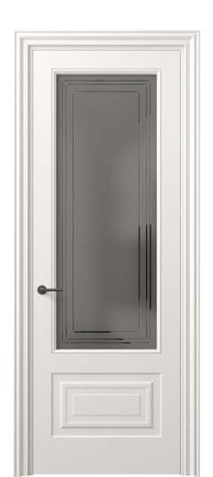 Дверь межкомнатная 8442 МПБЛ СЕР САТ ГРА. Цвет Матовый пудровый белый. Материал Гладкая эмаль. Коллекция Маскот. Картинка.