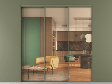 Перегородка Формато внутри проёма 3 створки с синхронным механизмом